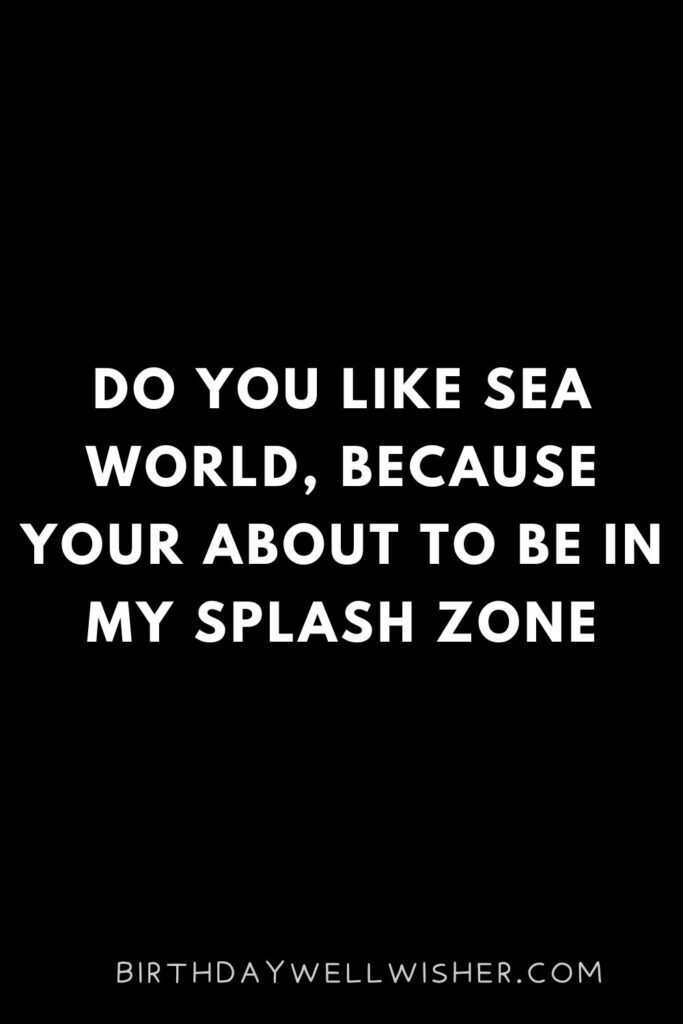 Do you like Sea World, because your about to be in my splash zone