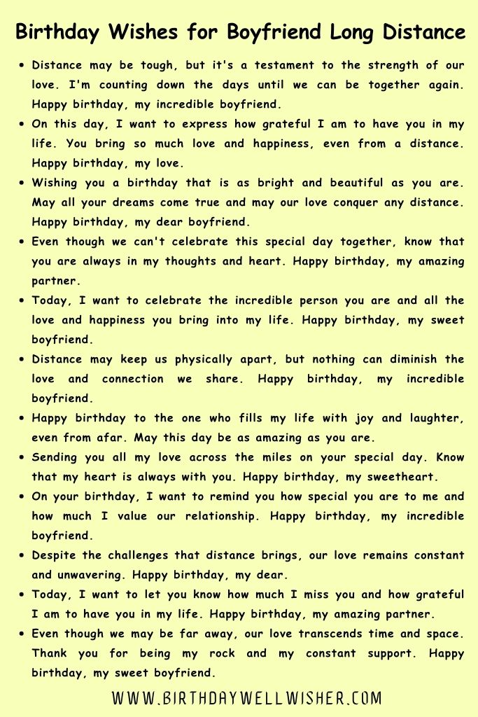 Birthday Wishes for Boyfriend Long Distance